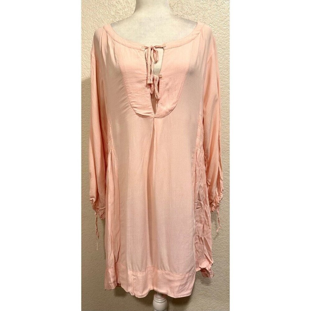Free People Light Pink Boho Tunic Tassel Dress